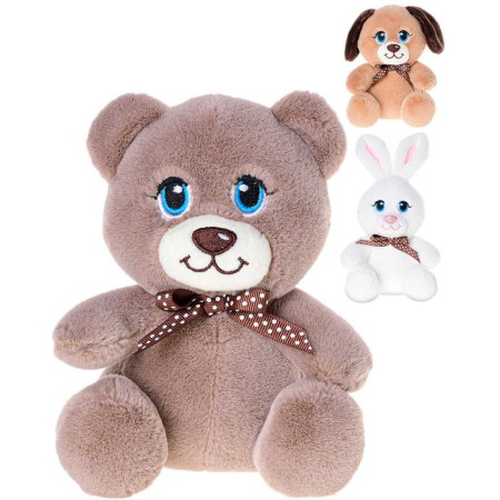 PLYŠ Zvířátko baby 15cm sedící s mašlí 3 druhy *PLYŠOVÉ HRAČKY*