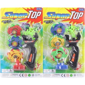 Super Top vystřelovací káča set 3ks s vystřelovačem 2 druhy plast