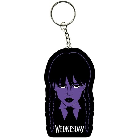 Klíčenka Wednesday hlava přívěsek na klíče s kovovým kroužkem