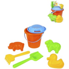 LENA Sada na písek kbelík s formičkami a nástroji se sítkem 7ks
