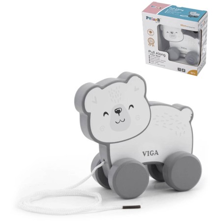 VIGA DŘEVO PolarB Tahačka baby lední medvěd tahací *DŘEVĚNÉ HRAČKY*