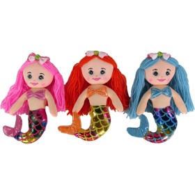 Panenka textilní baby mořská panna hadrová třpytivá duhová 3 barvy