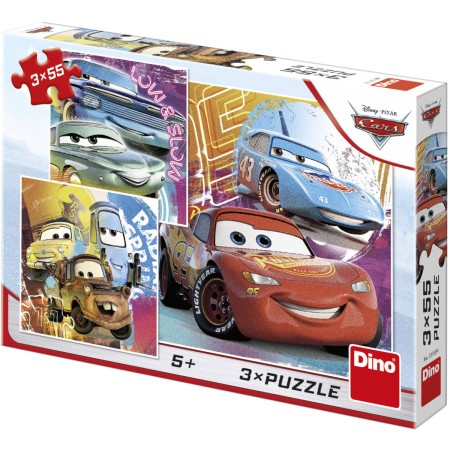 DINO Puzzle Auta kamarádi (Cars) 3x55 dílků 18x18cm skládačka
