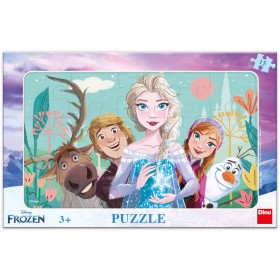 DINO Puzzle deskové 15 dílků Ledové Království Rodina 25x15cm skládačka