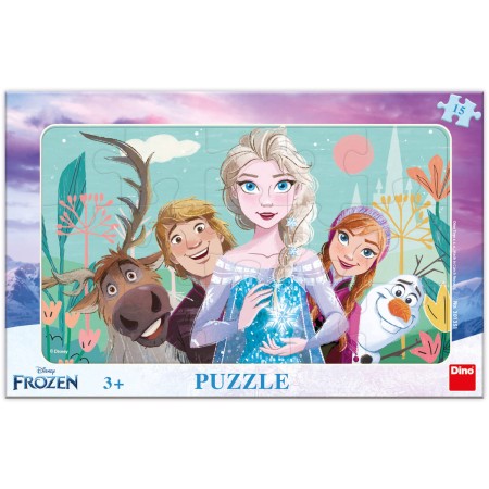 DINO Puzzle deskové 15 dílků Ledové Království Rodina 25x15cm skládačka
