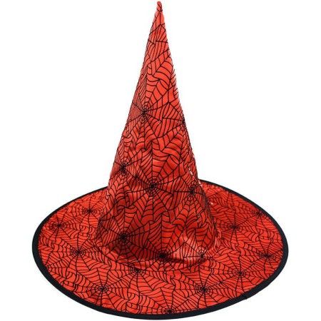 KARNEVAL Klobouk červený čaroděj dospělý špičatý KARNEVALOVÝ DOPLNĚK