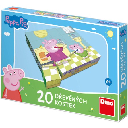 DINO DŘEVO Kubus Peppa Pig Veselý den obrázkové kostky set 20ks