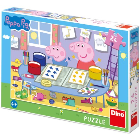 DINO Puzzle Peppa Pig Výtvarník 24 dílků 26x18cm skládačka
