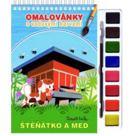 AKIM Omalovánky set s barvami a štětcem Štěňátko a med