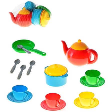 Baby dětské barevné nádobí holčičí set 16ks v síťce plast