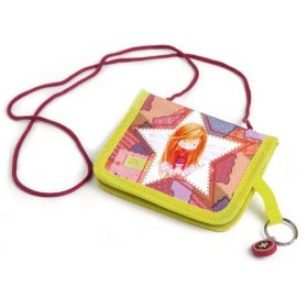 Peněženka dětská školní na krk Miss Molly s klíčenkou na suchý zip