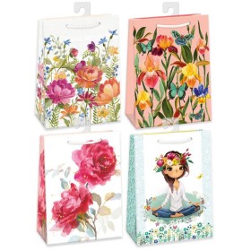 Taška dárková květiny 23x32cm papírová 4 druhy
