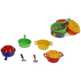 Nádobí dětský set kuchyňský plastový 6ks v síťce