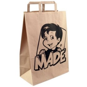Taška papírová natur nákupní 32x44x17cm logo Made ploché uši
