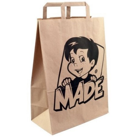Taška papírová natur nákupní 32x44x17cm logo Made ploché uši