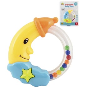 Chrastítko baby měsíc 11cm s kuličkama pro miminko 2 barvy plast