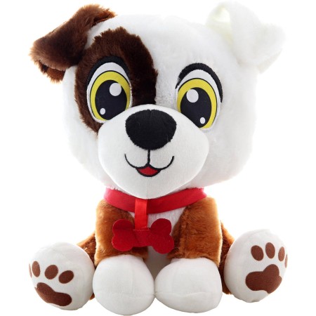 PLYŠ Pes veselý flíček 25cm sedící s kostičkou *PLYŠOVÉ HRAČKY*