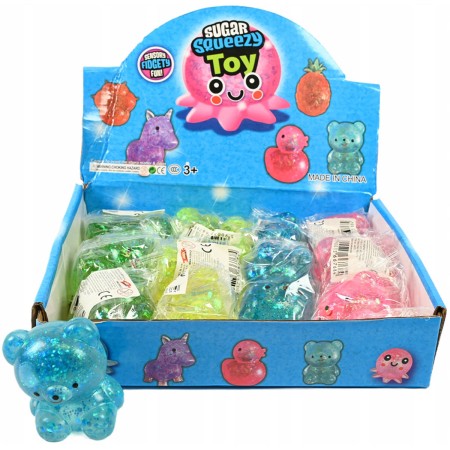 Medvídek antistresový gelový mačkací se třpytkami 4 barvy