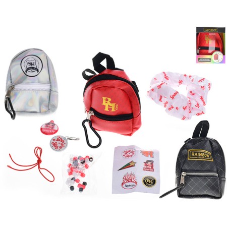Mini batůžek Rainbow High fashion set s přívěsky a samolepkami 3 druhy