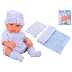 Panenka miminko set batole s peřinkami modré tvrdé tělíčko