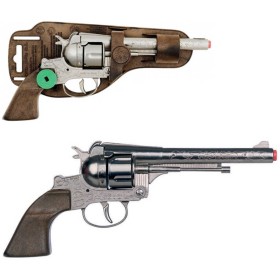 Revolver kovbojský stříbrný 25cm dětská kapslovka kovová 12 ran