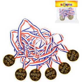 Medaile dětská zlatá trikolora set 6ks v sáčku plast