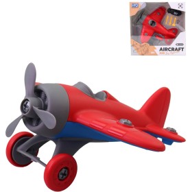 Letadlo červené vrtulové šroubovací montážní set s nástrojem plast