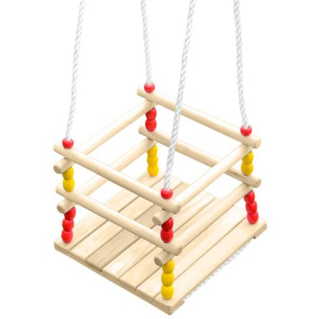 DŘEVO Houpačka natur závěsná s ohrádkou do 80kg *DŘEVĚNÉ HRAČKY*