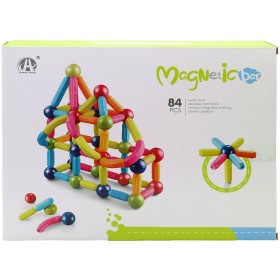 Stavebnice magnetická 84 dílků 3D skládačka plast/kov v krabici