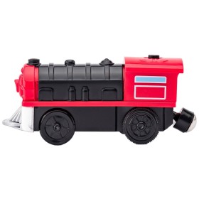 WOODY DŘEVO Mašinka červená elektrická zpětný chod na baterie Světlo