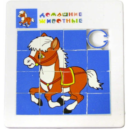 Hra Hlavolam přesouvačka koník a kohout 5x5cm plast