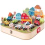 WOODY DŘEVO Vláčkodráha Město v rozkládacím kufříku s auty a domy