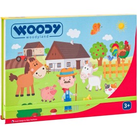 WOODY DŘEVO Puzzle skládačka magnetické tvary 64ks Statek