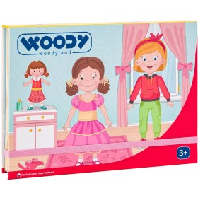 WOODY DŘEVO Puzzle skládačka magnetické tvary 39ks Módní salon