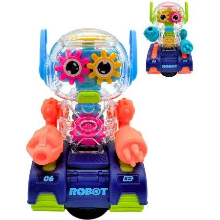 EP Line Robot s ozubenými kolečky narážecí na baterie Světlo Zvuk 2 barvy