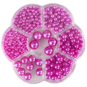 Korálky navlékací metalické fialové set 1150ks 3-12mm v plastovém boxu