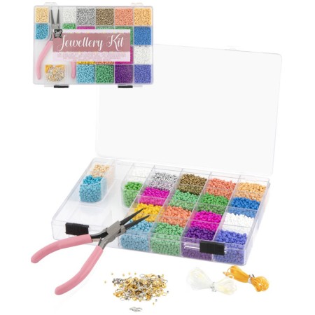 Výroba šperků velký dětský kreativní set navlékací korálky s kleštičkami a provázky