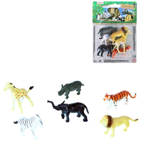 Zvířata divoká Safari 6cm plastové figurky zvířátka set 6ks blistr