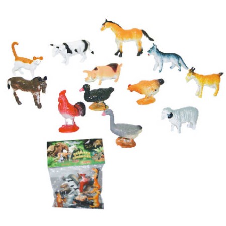 Zvířata domácí farma 4-6cm plastové figurky zvířátka set 12ks v sáčku