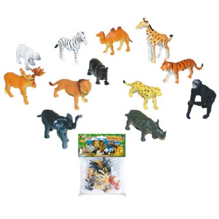 Zvířata divoká Safari 7cm plastové figurky zvířátka set 12ks v sáčku