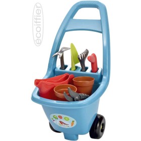 ECOIFFIER Vozík zahradní 26x50,5x33cm set s květináči a nářadím plast