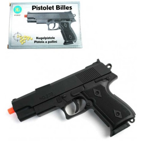 Pistole dětská černá na kuličky 15,5cm revolver v krabičce plast