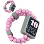 DETOA DŘEVO Hodinky růžové náramkové oboustranné náramek s korálky