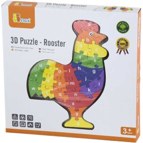 3D puzzle skládačka naučná kohout s písmenky s abecedou