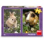 DINO Puzzle Králíček a morče 18x26cm skládačka 2x48 dílků