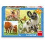 DINO Puzzle Zvířátka rodinka 3x55 dílků 18x18cm skládačka