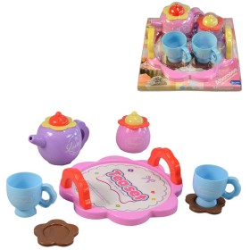 Čajový set kávová souprava barevná s podnosem dětské nádobíčko 2 barvy