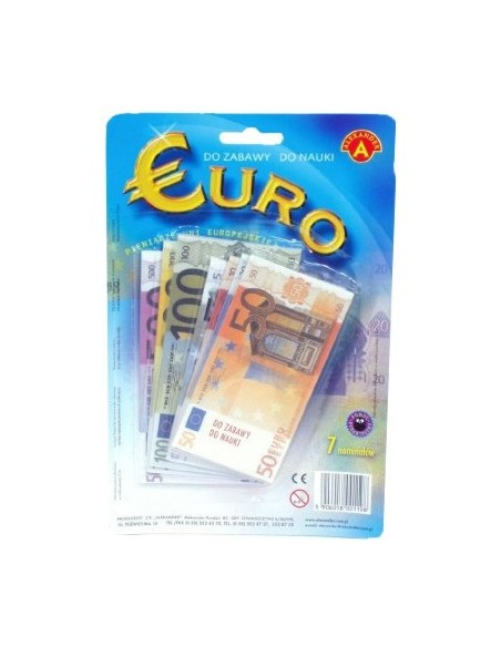 Peníze dětské papírové EURO bankovky set 119ks do hry na kartě