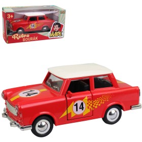 Auto Trabant kovový 12cm červený retro bourák 1:32 v krabici