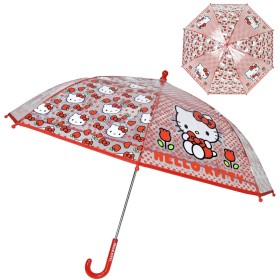 Deštník dětský Hello Kitty červený průhledný 68x85cm automatický